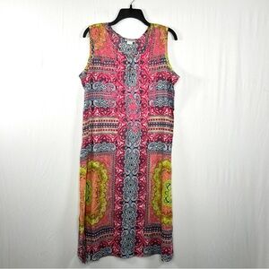 CW Classics Women’s Tunic Midi Dress Sz L Cotton Boho Cottagecore Fairycore